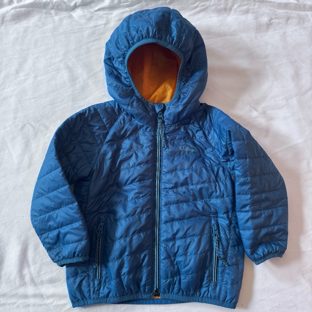 L.L.Bean Toddler 2T PrimaLoft Lightweight Hooded Jacket Blue Packable Spring